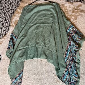 Three Bird Nest Green Tunic with Multicolor Accents